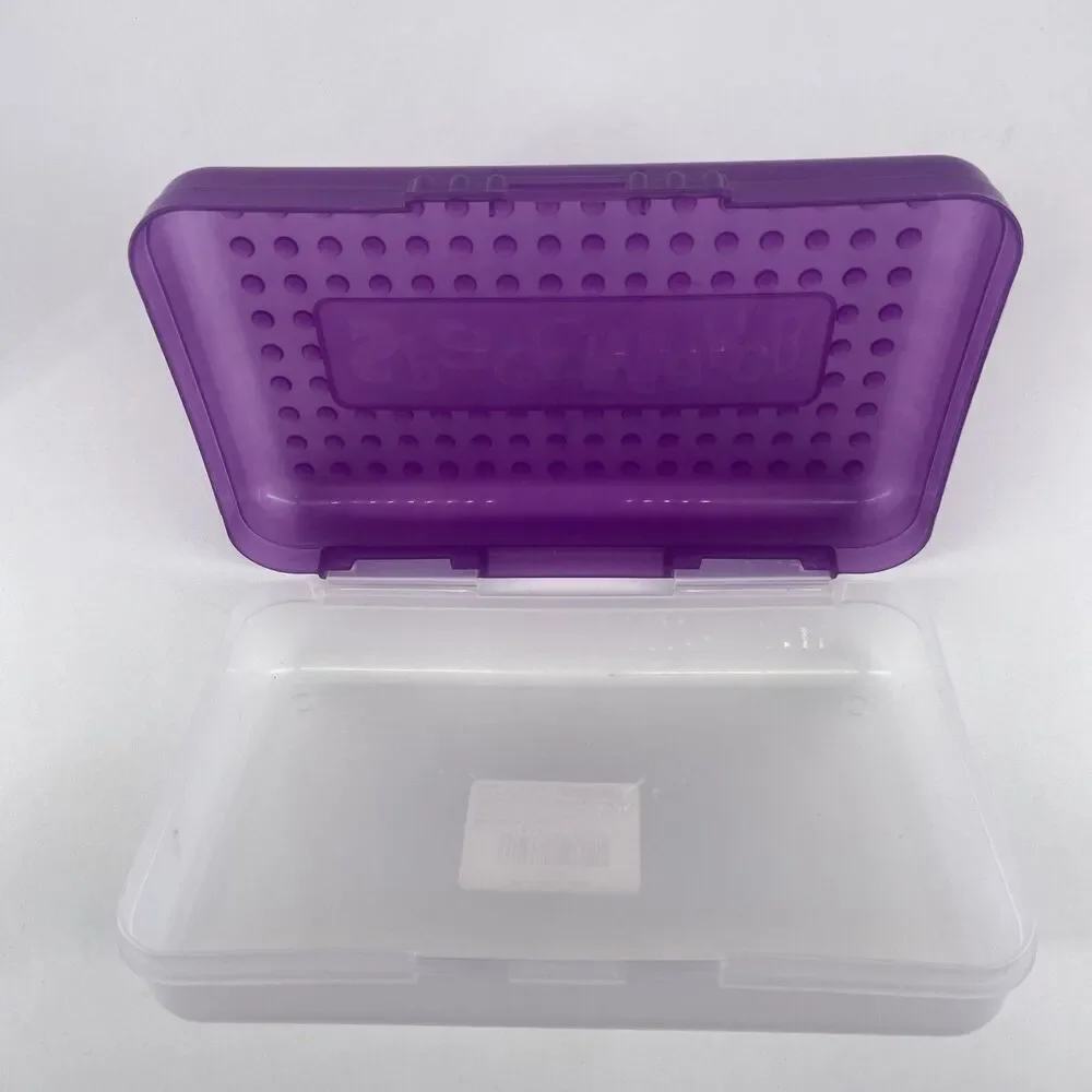 2 SpaceMaker Pencil Box Purple Top Clear Bottom Back To School Organizer